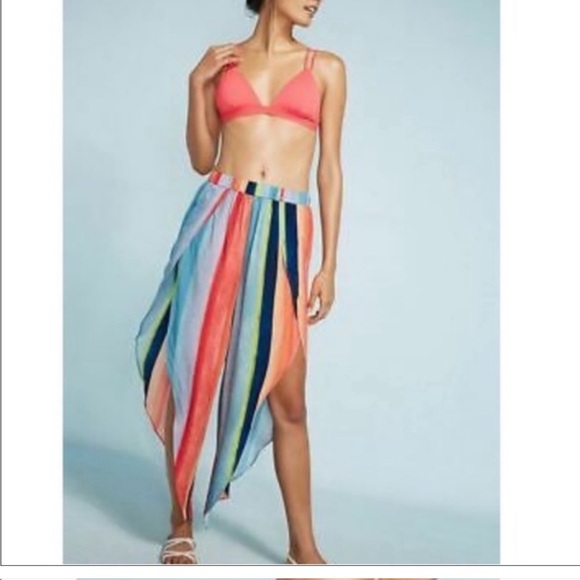 Anthropologie Carla Weeks Watercolor rainbow Striped Pants - Picture 1 of 4